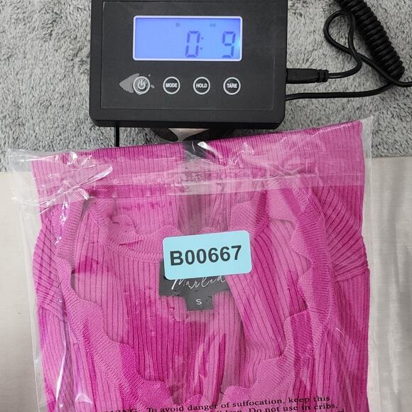 Marled Sweater Womens S Pink Scalloped Scoop Neck Ribbed Stretch Knit Pullover - Picture 10 of 10